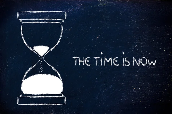 The time is now, hourglass design — Stok fotoğraf