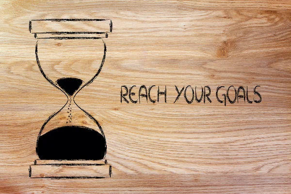 Reach your goals now, hourglass design — Stock Photo, Image