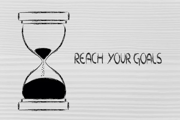 Reach your goals now, hourglass design — Stock Photo, Image