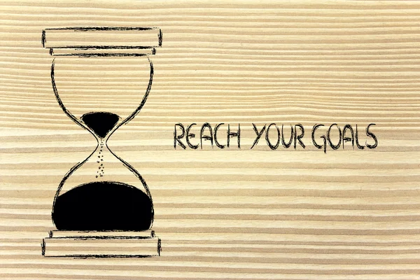 Reach your goals now, hourglass design — Stock Photo, Image