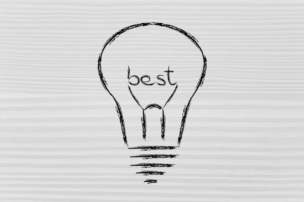 Lightbulb with filament saying Best — Stock Photo, Image