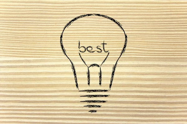 Lightbulb with filament saying Best — Stock Photo, Image