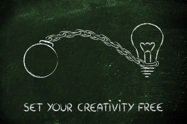 把你的创造力的自由，想法用球和链 — 图库照片