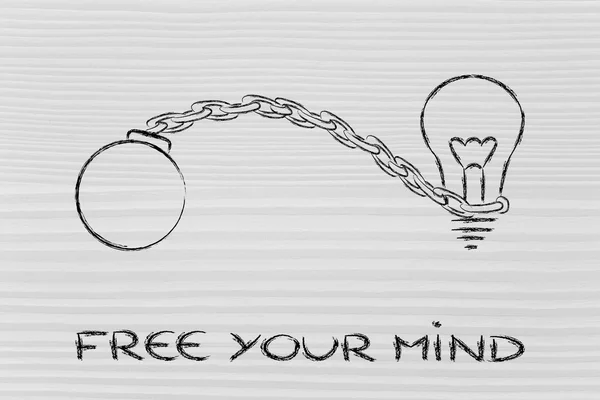 鉄球と鎖であなたの創造性の無料、フリー、アイデアを設定します。 — ストック写真