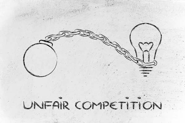 Illojal konkurrens, emprisoning idéer — Stockfoto