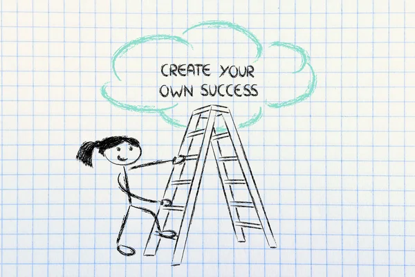 Funny ladder of success design with motivational writing — Stock Photo, Image