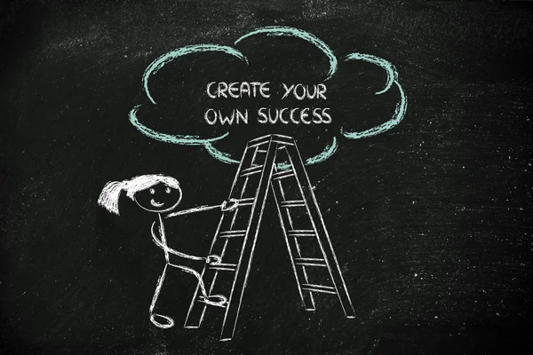 Funny ladder of success design with motivational writing — Stock Photo, Image