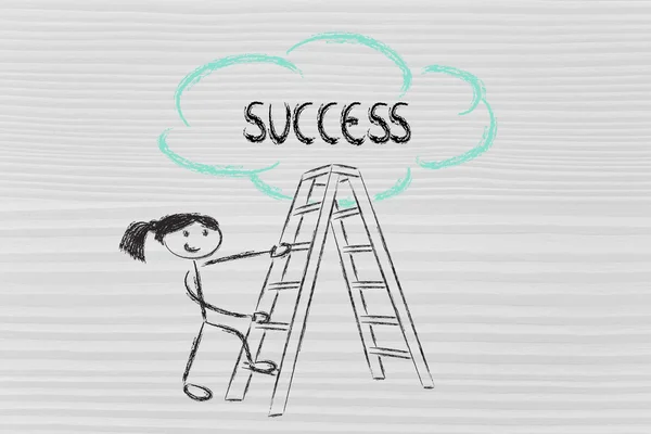 Funny ladder of success design with motivational writing — Stock Photo, Image