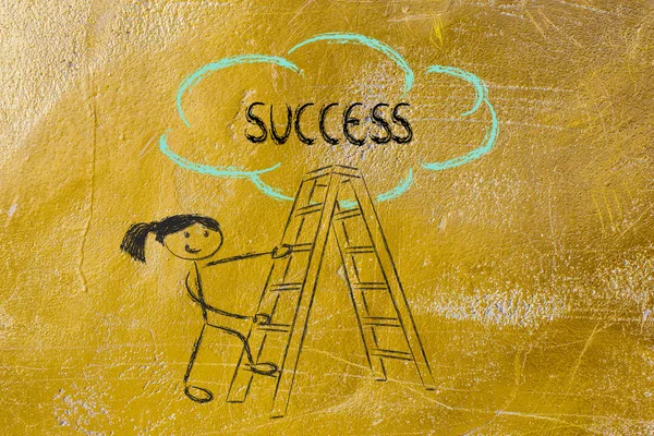 Funny ladder of success design with motivational writing — Stock Photo, Image