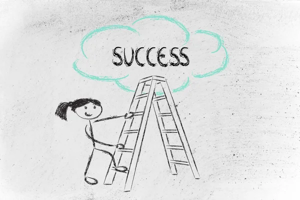 Funny ladder of success design with motivational writing — Stock Photo, Image