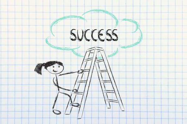 Funny ladder of success design with motivational writing — Stock Photo, Image