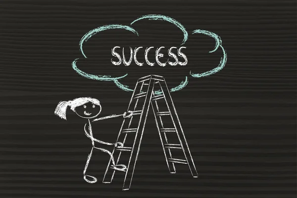 Funny ladder of success design with motivational writing — Stock Photo, Image