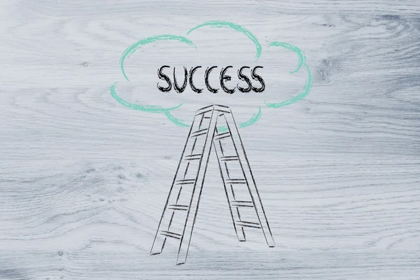 Funny ladder of success design with motivational writing — Stock Photo, Image