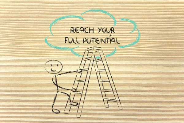 Funny ladder of success design with motivational writing — Stock Photo, Image