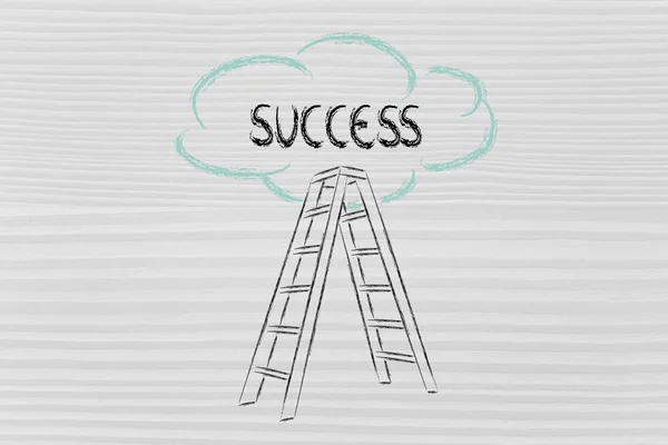 Funny ladder of success design with motivational writing — Stock Photo, Image