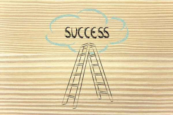 Escada engraçada de design de sucesso com escrita motivacional — Fotografia de Stock
