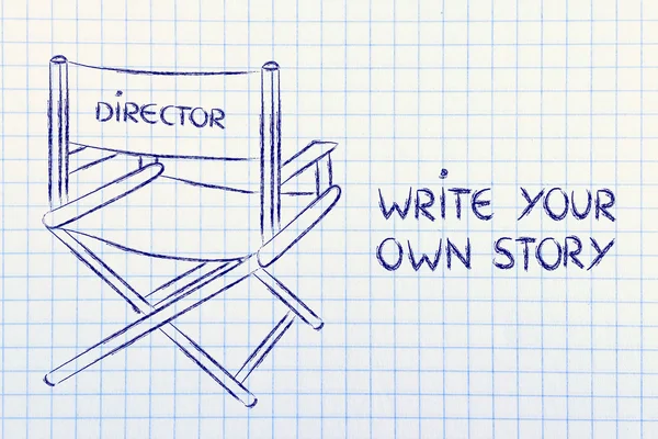 Director's chair - write your own story — Stock Photo, Image