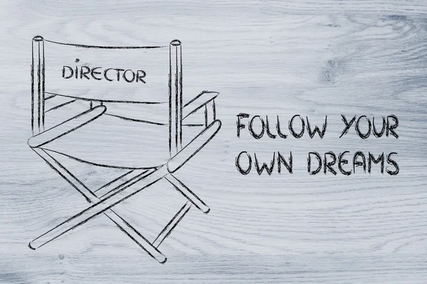 Cadeira do diretor - siga seus próprios sonhos — Fotografia de Stock