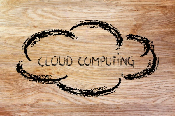 Divertente rappresentazione del cloud computing — Foto Stock