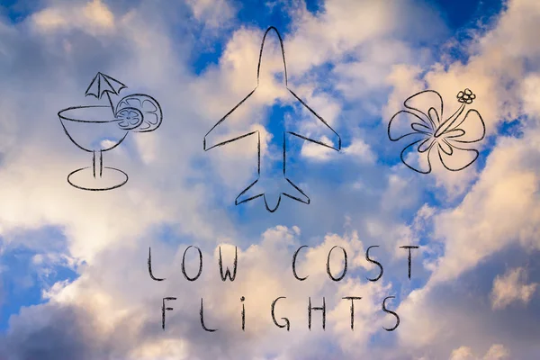 Туристична індустрія: дизайн літаків вартість польотів — стокове фото