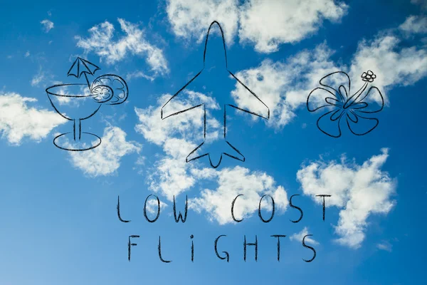 Туристическая отрасль: разработка бюджетных рейсов на самолет — стоковое фото