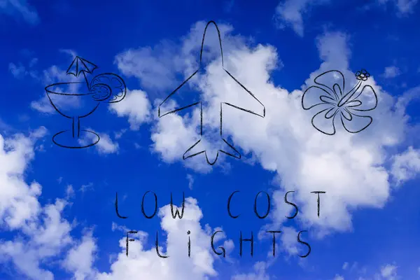 Seyahat endüstrisinin: airplanelow uçuşlar tasarım maliyeti — Stok fotoğraf