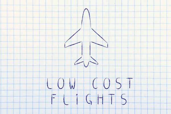 Туристическая отрасль: разработка бюджетных рейсов на самолет — стоковое фото
