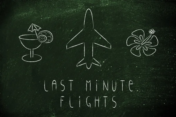 Reisebranche: Flugzeug und Last-Minute-Flugbuchung — Stockfoto