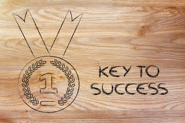 Key to success - gold medal symbol — Stock Photo, Image