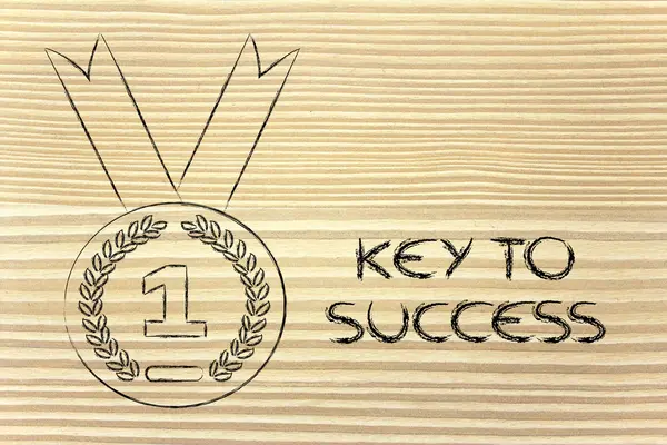 Key to success - gold medal symbol — Stock Photo, Image