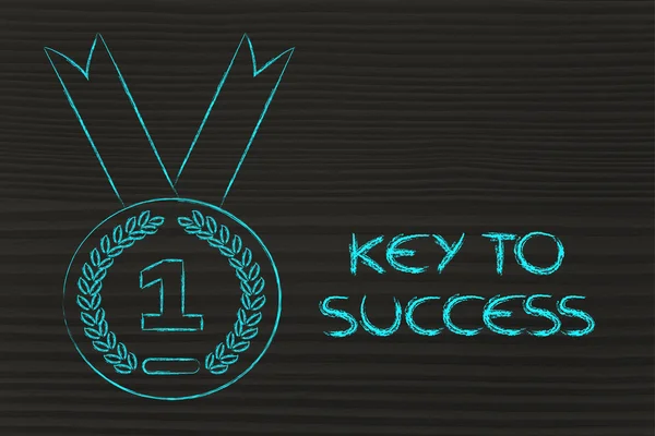 Key to success - gold medal symbol — Stockfoto