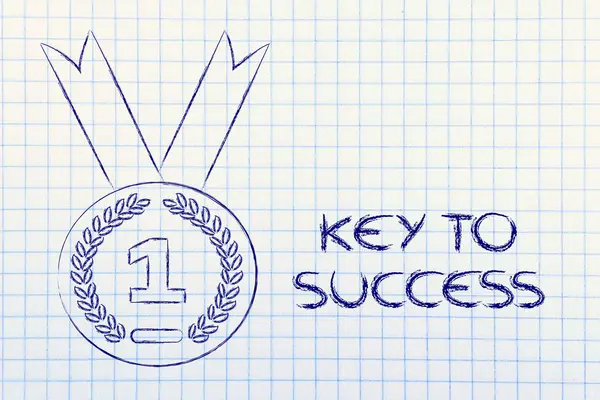 Key to success - gold medal symbol — Stock Photo, Image