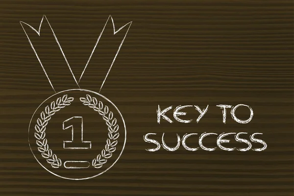 La chiave del successo - simbolo della medaglia d'oro — Foto Stock