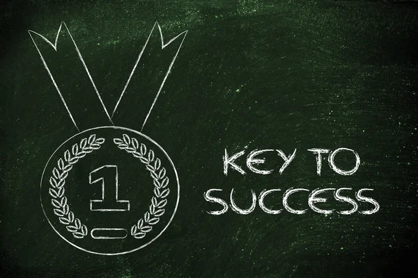 Key to success - gold medal symbol — Stock Photo, Image