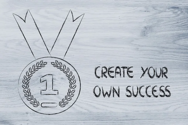 Create your own success - gold medal symbol — Stock Photo, Image