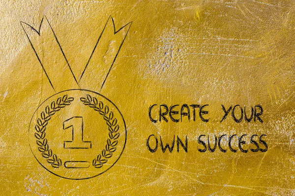 Crie seu próprio sucesso - símbolo de medalha de ouro — Fotografia de Stock