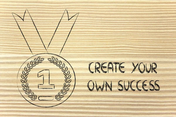 Create your own success - gold medal symbol — Stock Photo, Image