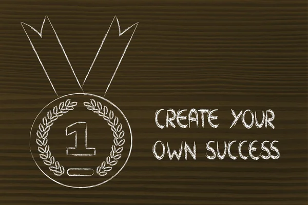 创建您自己的成功 — — 金奖牌符号 — 图库照片