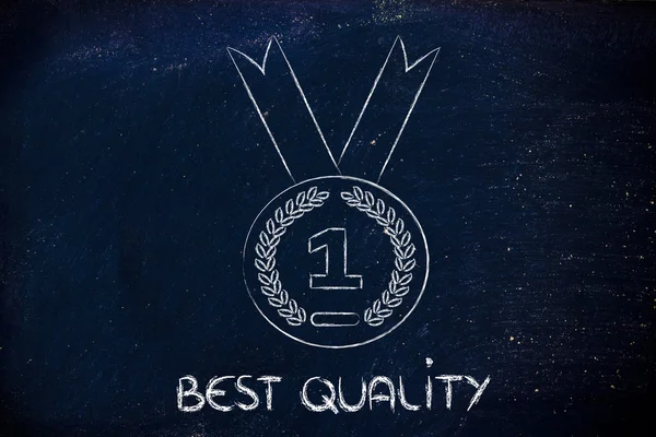 Best quality - gold medal symbol — Stock Photo, Image