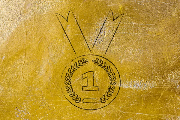Numero uno - simbolo della medaglia d'oro — Foto Stock