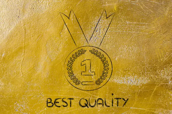 Bästa kvalitet - guld medalj symbol — Stockfoto