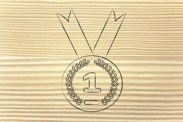 Número um - símbolo de medalha de ouro — Fotografia de Stock