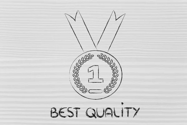 Beste kwaliteit - gouden medaille symbool — Stockfoto