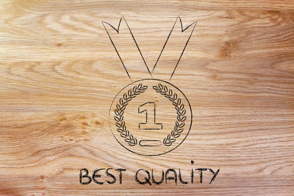 Best quality - gold medal symbol — Stock Photo, Image