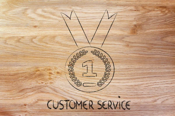 Best customer service - gold medal symbol — Stock Photo, Image