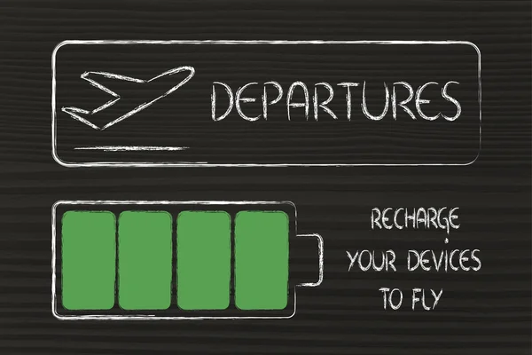 Airport security measures, devices charged — Stock Photo, Image