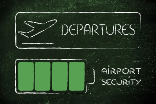 Misure di sicurezza aeroportuali, dispositivi caricati — Foto Stock