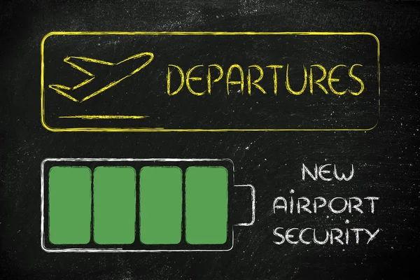 Misure di sicurezza aeroportuali, dispositivi caricati — Foto Stock