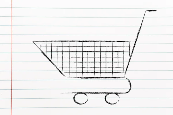 Shopping cart, symbol of marketing techniques and strategy — Stock Photo, Image