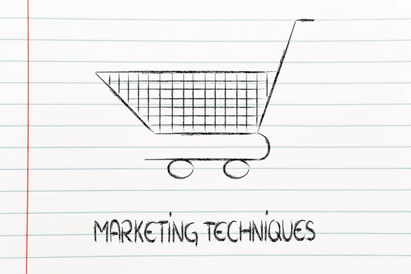 Shopping cart, symbol of marketing techniques and strategy — Stock Photo, Image